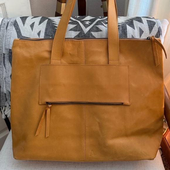 Able Cognac Leather Zipper-Top Tote + Carryall - Picture 2 of 5